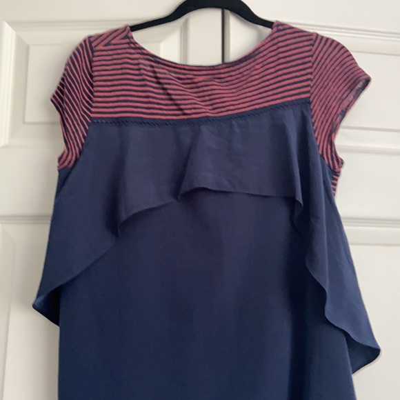 Anthropologie Meadow Rue Striped Ruffle Back Top S - Picture 5 of 5
